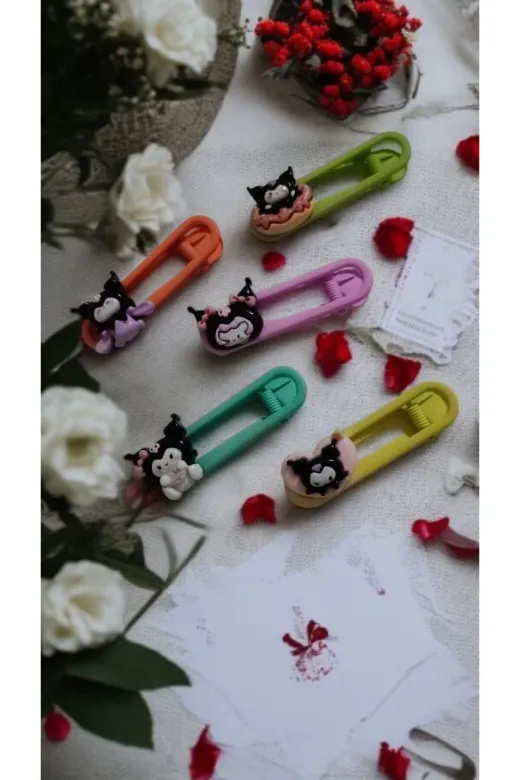 FAMEMUS ACCESSORY 0020059 Kuromi Figürlü Renkli Toka Seti - 5'li