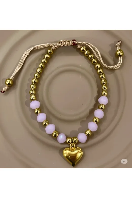 FAMEMUS ACCESSORY 0040789 Kalpli Pembe Doğal Taş Bileklik