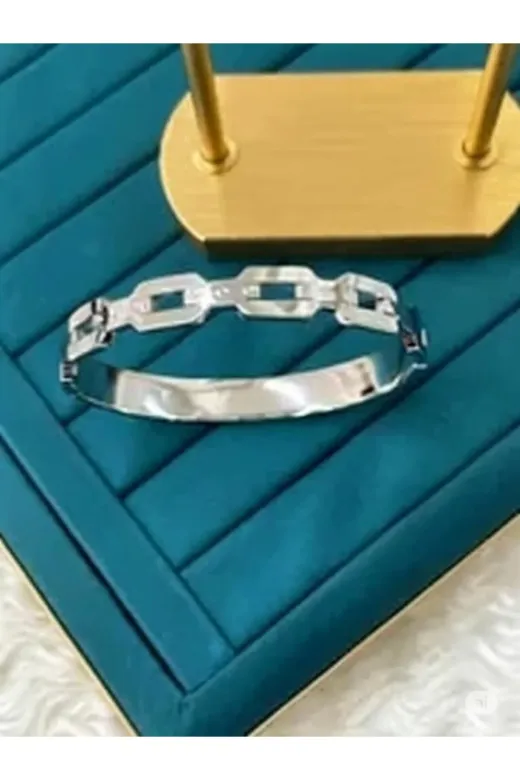 FAMEMUS ACCESSORY 0040903 Çelik Silver Bileklik Modern Geometrik Bağlantılı