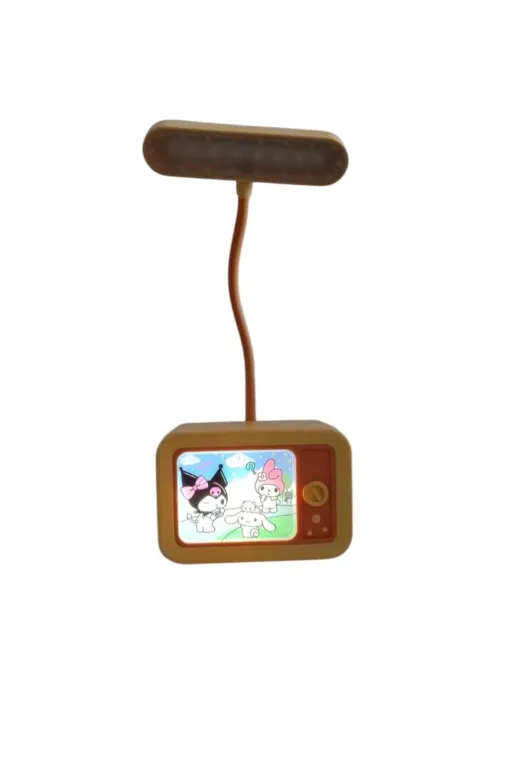 FAMEMUS ACCESSORY 007777858596 Kuromi Temalı Retro Tv Tasarımlı Led Masa Lambası. Hediyelik Eşya Sarı Renk