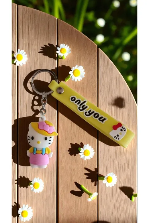 FAMEMUS ACCESSORY 0081822 Hello Kitty Sevimli 3D Renkli Silikon Anahtarlık & Çanta Aksesuarı ( 1 Adet )