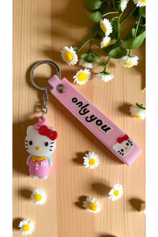 FAMEMUS ACCESSORY 0081822 Hello Kitty Sevimli 3D Renkli Silikon Anahtarlık & Çanta Aksesuarı ( 1 Adet )