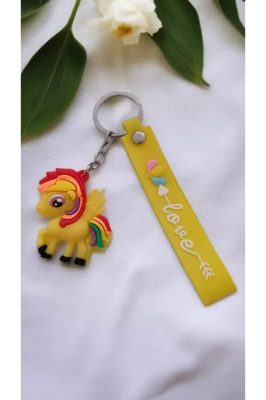 FAMEMUS ACCESSORY 0081823 Unicorn Figürlü 3D Renkli Silikon Anahtarlık & Çanta Aksesuarı (1 Adet)