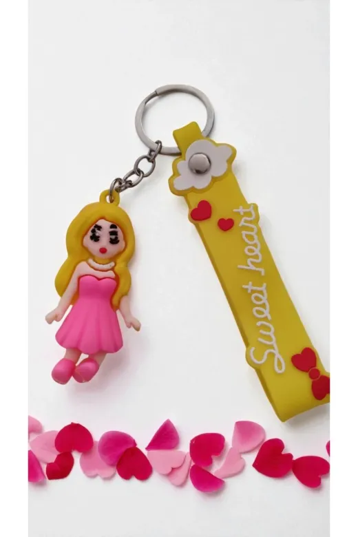 FAMEMUS ACCESSORY 0081835 2(Li ) Tatlı Kalpli Silikon Anahtarlık Seti Hedyelik Çanta Aksesuar
