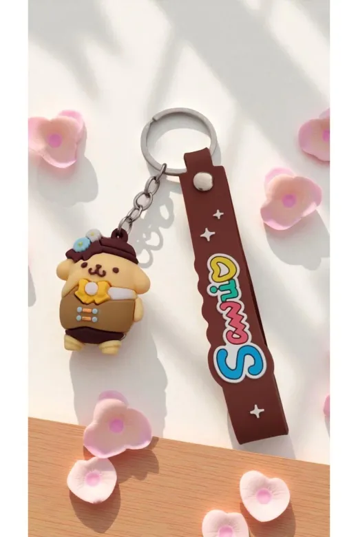 FAMEMUS ACCESSORY 0081837 2 Li Sevimli Karakter Pompompurin Anime Stil Figürlü Renkli Silikon Askılı Çanta Aksesuar