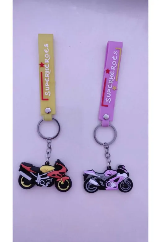 FAMEMUS ACCESSORY 0081841 4 Lü Superheroes Temalı Renkli Motosiklet Anahtarlık Hediyelik Çanta Araba Aksesuar