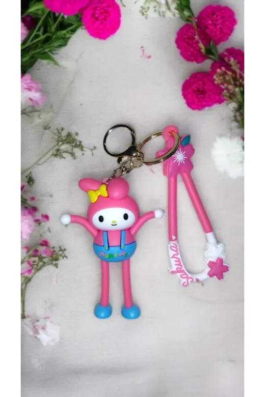 FAMEMUS ACCESSORY 0090126 3D Büyük Boy My Melody Anahtarlık - Silikon Figürlü Ve Çanta Aksesuar