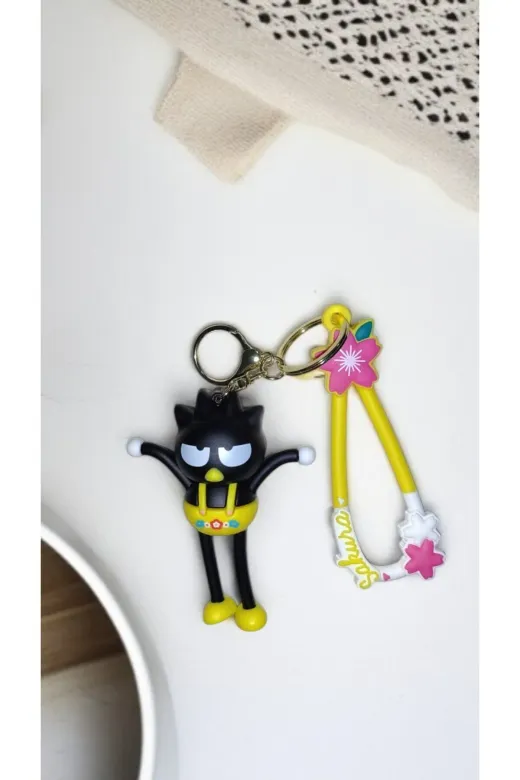 FAMEMUS ACCESSORY 0090130 3D Büyük Boy Sevimli Karakter Kara Kedi Anahtarlık Ve Çanta Aksesuar