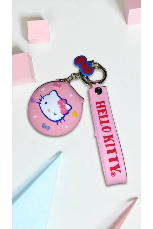 FAMEMUS ACCESSORY 0090131 Hello Kitty Temalı Sevimli Aynalı Anahtarlık Ve Çanta Aksesuar