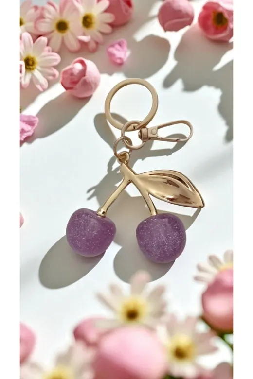FAMEMUS ACCESSORY 0090170 Kiraz Şeklinde Anahtarlık – Renkli Ve Şık Tasarım ( 1 Adet)