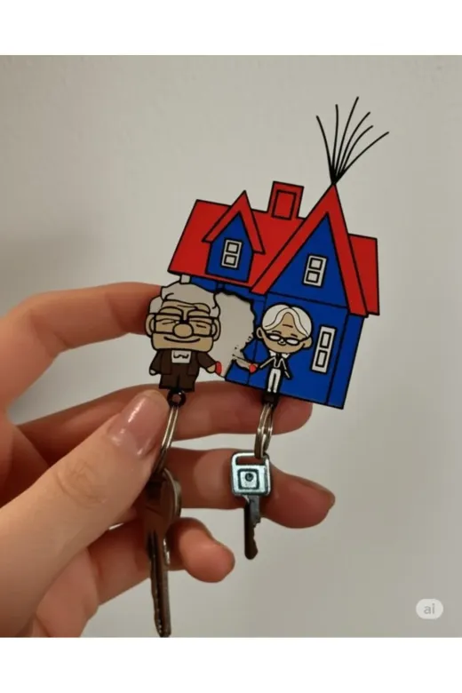 FAMEMUS ACCESSORY 0090182 3D Balonlu Ev Temalı Kapı Süsü Ve Anahtarlık Tutucu