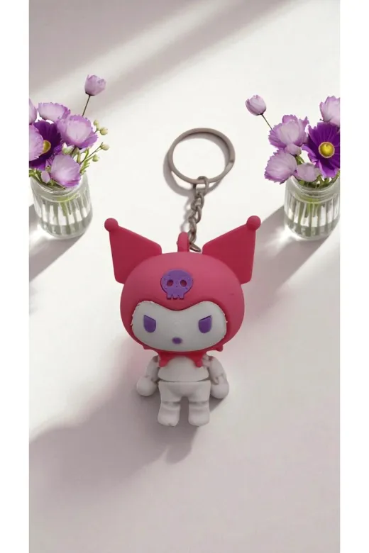 FAMEMUS ACCESSORY 0090188 3D Kuromi Karakter Figürlü Anahtarlık Seti Çanta Aksesuar