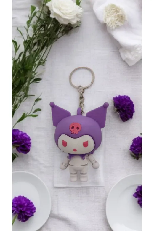 FAMEMUS ACCESSORY 0090188 3D Kuromi Karakter Figürlü Anahtarlık Seti Çanta Aksesuar