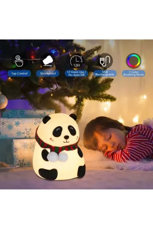 FAMEMUS ACCESSORY 0090555 Sensörlü Işık Değiştiren Panda Gece Lambası Hediyelik Ürün