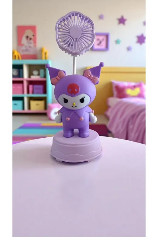 FAMEMUS ACCESSORY 0090882 Kuromi Temalı Masa Üstü Vantilatör Hediyelik Eşya Mor Renk