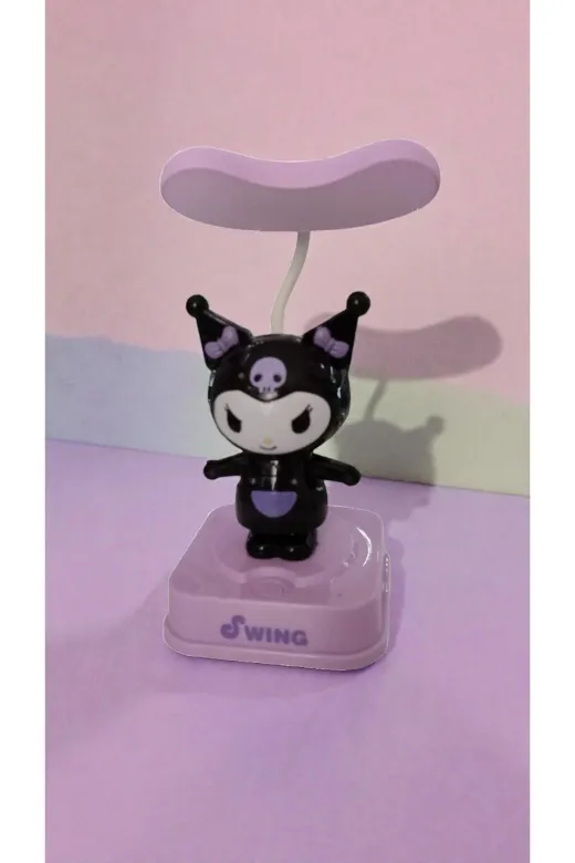 FAMEMUS ACCESSORY 12321ewqe34 Kuromi Kendini Sallayan Model Masa Gece Lambası Boyut:20Cm