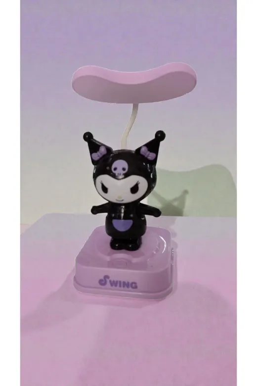 FAMEMUS ACCESSORY 12321ewqe34 Kuromi Kendini Sallayan Model Masa Gece Lambası Boyut:20Cm