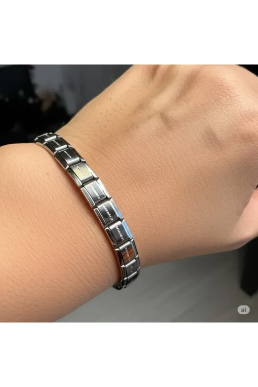 FAMEMUS ACCESSORY 12470 Çelik Silver Nomination Bileklik