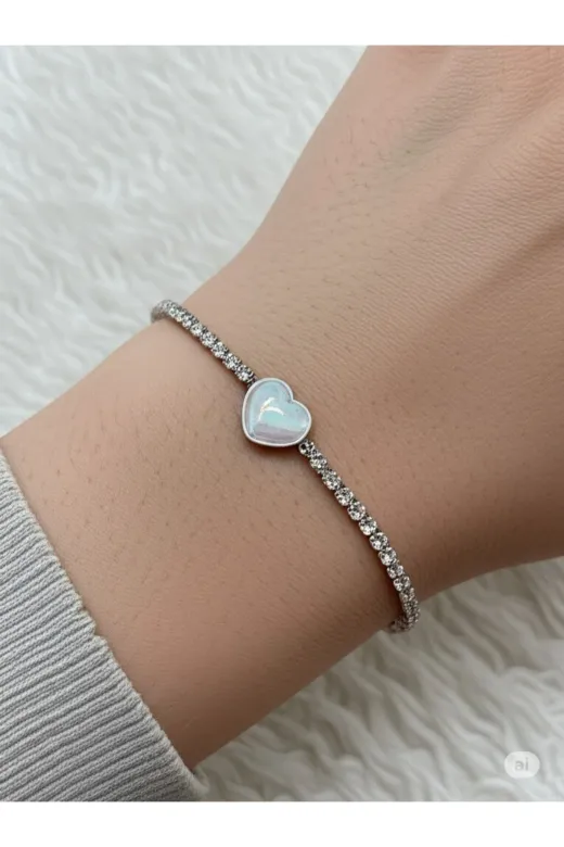FAMEMUS ACCESSORY 12473 Opal Kalp Taşlı Zirkon Bileklik
