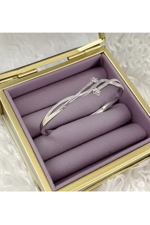 FAMEMUS ACCESSORY 12482 Kalp Kesişimli Zirkon Taşlı Vip Bilezik Bileklik