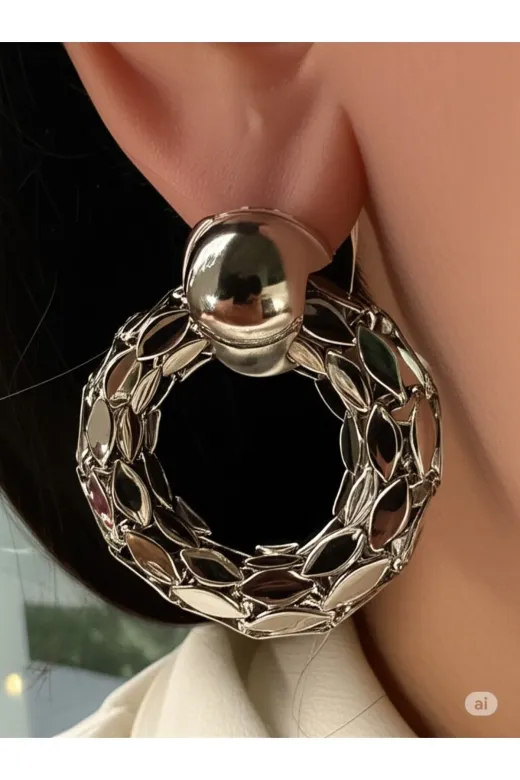 FAMEMUS ACCESSORY 13019 Çelik Örgü Halka Küpe
