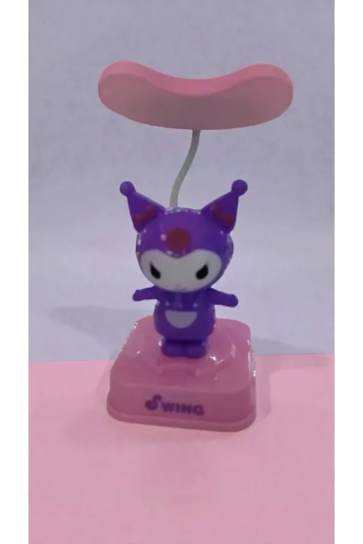 FAMEMUS ACCESSORY 13124234325 Kuromi Kendini Sallayan Model Masa Gece Lambası Boyut:20Cm