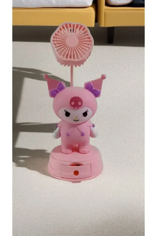 FAMEMUS ACCESSORY 1465 Kuromi Temalı Masa Üstü Vantilatör Hediyelik Eşya Pembe Renk