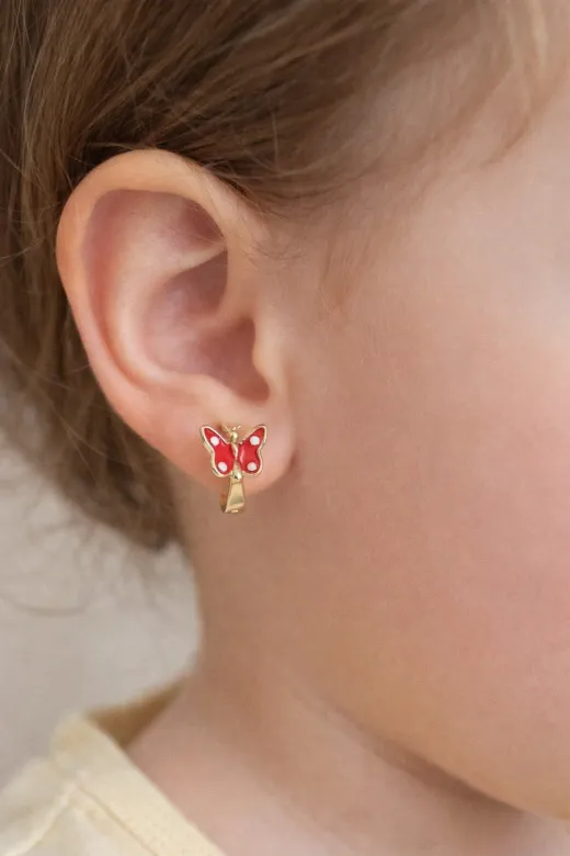 FAMEMUS ACCESSORY 21312wee434 Pirinç Kelebek Model Gold Renk Çocuk Küpe