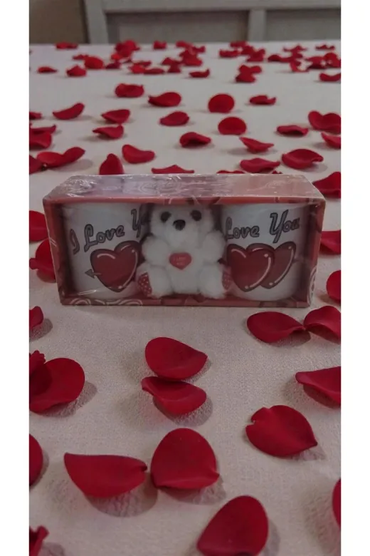 FAMEMUS ACCESSORY 21424ewqqewq Sevgililer Gününe Özel İkili Ayıcıklı Kupa