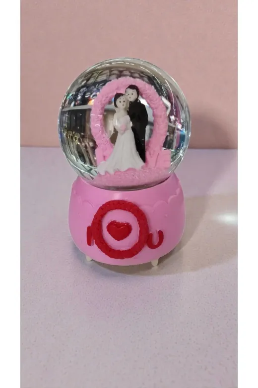 FAMEMUS ACCESSORY 23123eqwewqe Sevgililer Gününe Özel Büyük Boy Püskürtmeli Çift Kar Küresi