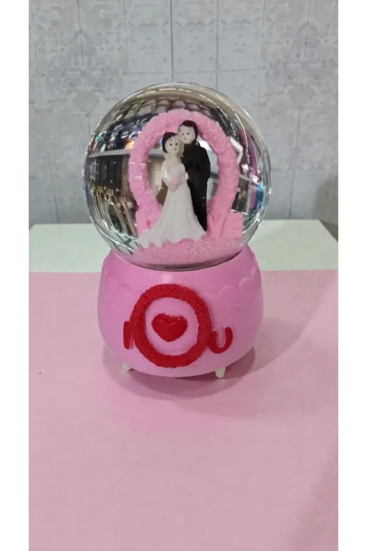 FAMEMUS ACCESSORY 23123eqwewqe Sevgililer Gününe Özel Büyük Boy Püskürtmeli Çift Kar Küresi