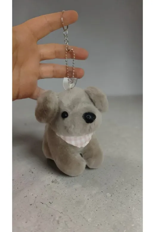 FAMEMUS ACCESSORY 23124332532 Peluş Köpek Çanta Süsü Aksesuar Anahtarlık Boyut:16Cm Büyük Boy