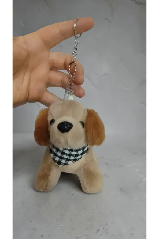 FAMEMUS ACCESSORY 23214325rwe Peluş Köpek Çanta Süsü Aksesuar Anahtarlık Boyut:16Cm Büyük Boy