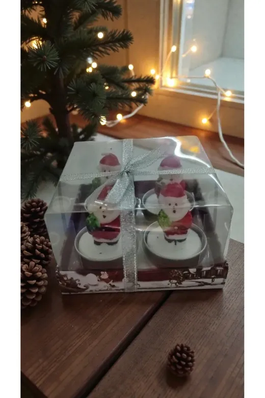 FAMEMUS ACCESSORY 23ewdsadsa Yılbaşına Özel Yılbaşı Süsü 4Lü Yılbaşı Mum Boyutları 5Cm