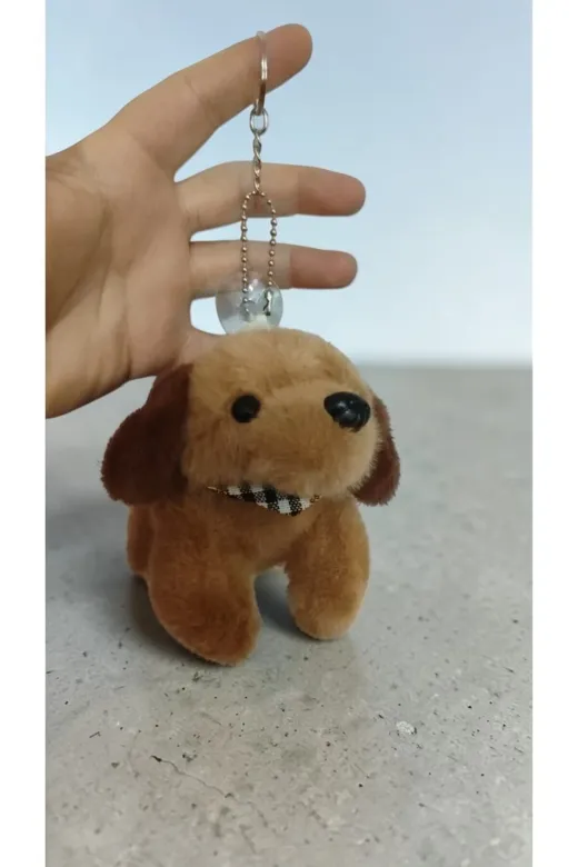 FAMEMUS ACCESSORY 241ewqeqeqeq Peluş Köpek Çanta Süsü Aksesuar Anahtarlık Boyut:16Cm Büyük Boy