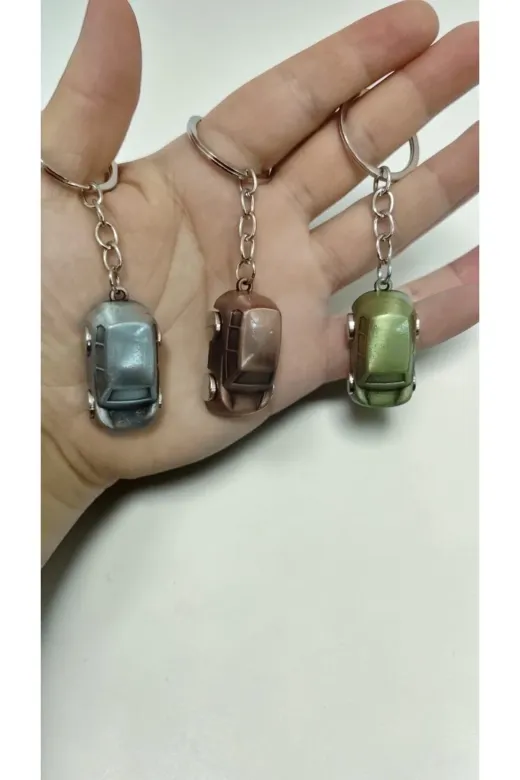 FAMEMUS ACCESSORY 243546rtet 3 Lü Minik Metal Araba Anahtarlık Tekerlekleri Döner
