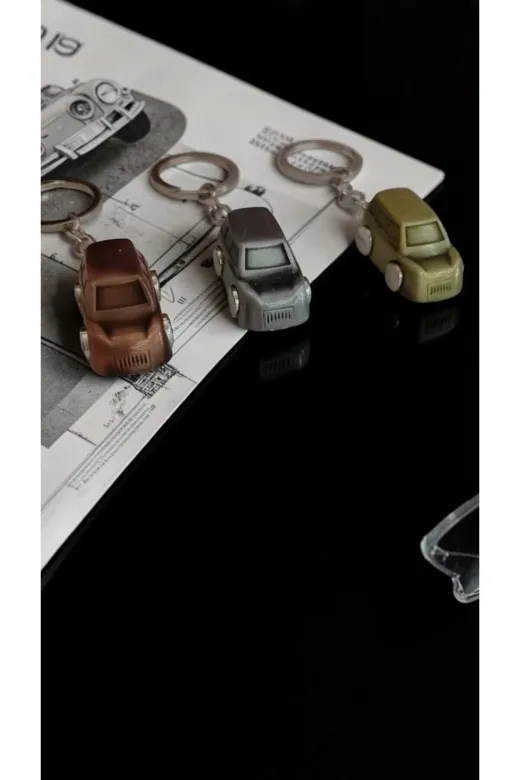 FAMEMUS ACCESSORY 243546rtet 3 Lü Minik Metal Araba Anahtarlık Tekerlekleri Döner