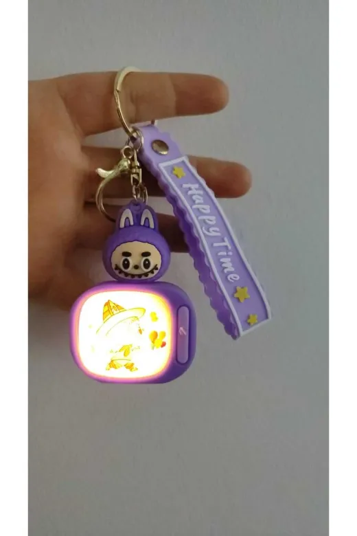 FAMEMUS ACCESSORY 2e122eqwqwe Labubu Işıklı Anahtarlık Silikon Kayış Çanta Aksesuar