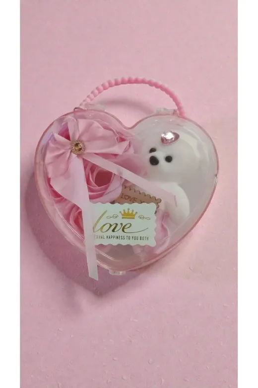 FAMEMUS ACCESSORY 3143eqfdfsd Sevgililer Gününe Özel Kalpli Kutuda I Love You Yazan Güllü Ayıcık Boyut:13Cm