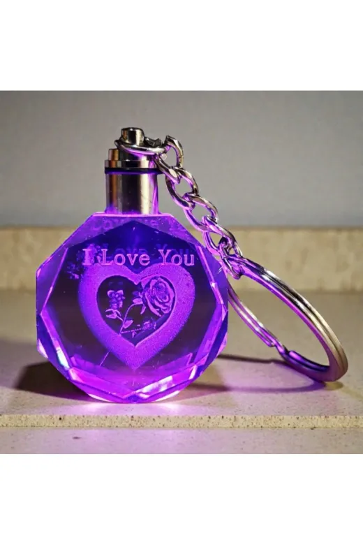 FAMEMUS ACCESSORY 34324334rew Sevgililer Gününe Özel Kalpli I Love You Yazan Rgb Işıklı Anahtarlık