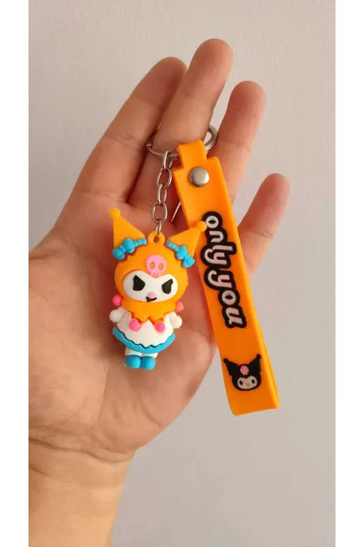FAMEMUS ACCESSORY 34554433433 Kuromi Silikon Anahtarlık Çanta Aksesuar