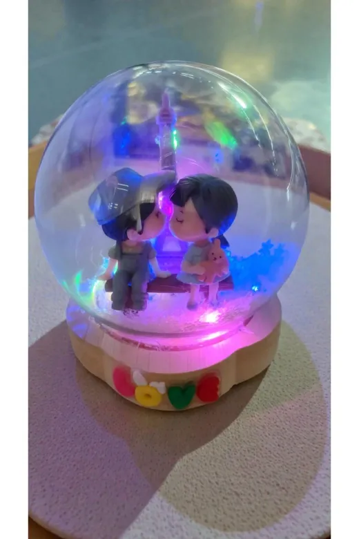 FAMEMUS ACCESSORY 41234eqweqwe Sevgililer Gününe Özel Love Yazılı Led Işıklı Cam Fanus Süs Hediyelik Ürün Boyut:12Cm