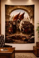 Fatih Sultan Mehmet Han Fetih Duvar Örtüsü Halısı Kaliteli Kumaş