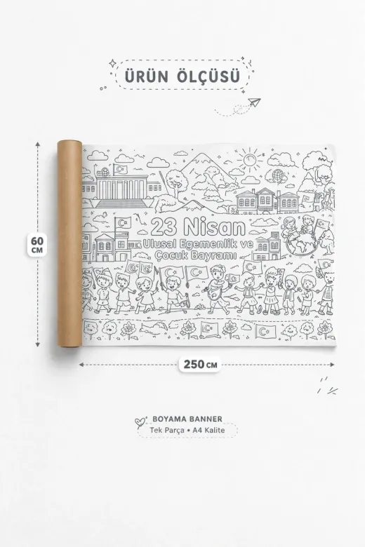 FavoriKitap ATLBANNER001 23 Nisan Boyama Banner 60X250 Cm – Dev Boyama Posteri | Çocuk Aktivite Kağıdı