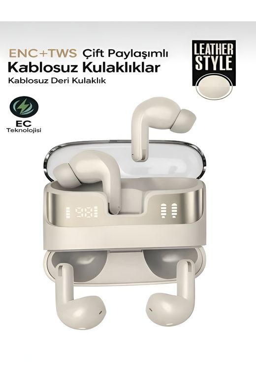 FB29 Kablosuz Kulaklık Enc+Tws, Çift Paylaşımlı, 4 Mikrofonlu Lcd Göstergeli, Deri Kulak İçi Kulaklık