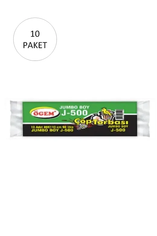 FC GLOBAL FCG193833790 J-500 Jumbo Boy Çöp Torbası 80 X 110 Cm 10 Lu Rulo X 10 Paket = 100 Adet (Siyah) - Fcg4491-3244