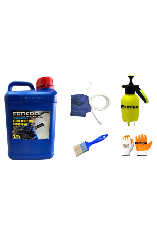 FEDERAL 869445874002 9*12*18 Btü İçin Branda +5 Lt İlaç Klima Temizleme Seti+2 Lt Pompa Fırça+Eldiven-Set 4