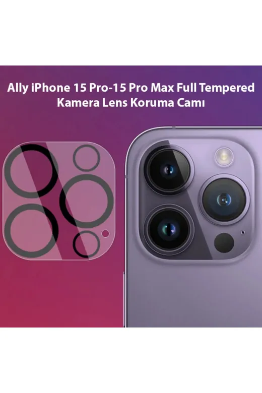 feifei Ally Iphone 15 Pro-15 Pro Max Full Tempered Kamera Lens Koruma Camı-(5775) - Hby1704-7099
