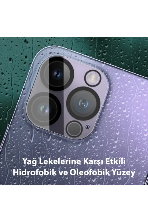 feifei Ally Iphone 15 Pro-15 Pro Max Full Tempered Kamera Lens Koruma Camı-(5775) - Hby1704-7099