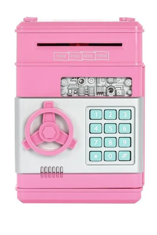 Ferminex FER00XZX09870S83 Şifreli Otomatik Kağıt Para Alan Atm Kasa Kumbara Pembe